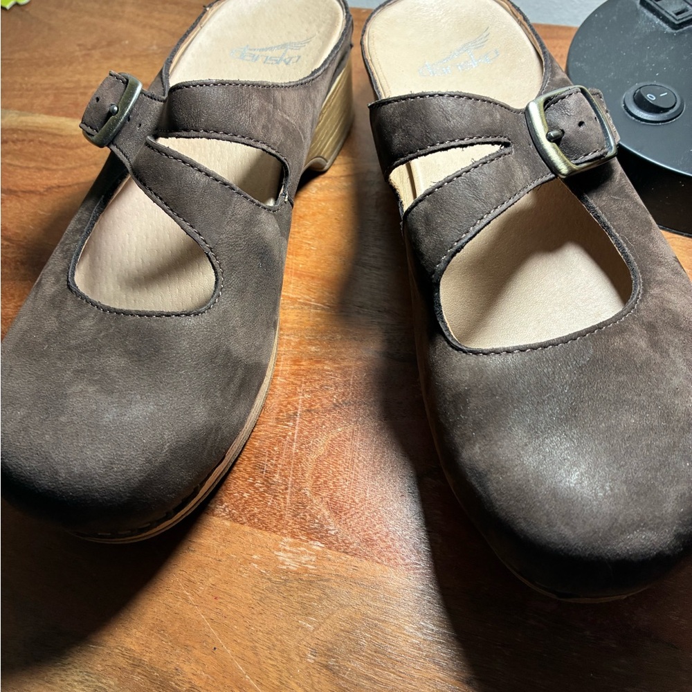 Brown Suede Dansko mules. - Picture 3 of 3